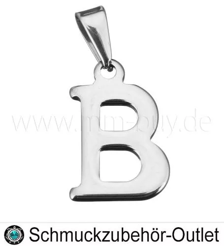 Edelstahl Buchstabenanhänger „B“, 13x20 mm, 1 Stück