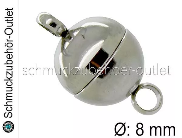 Edelstahl Magnetverschlüsse, rund, Ø: 8 mm, 1 Stück