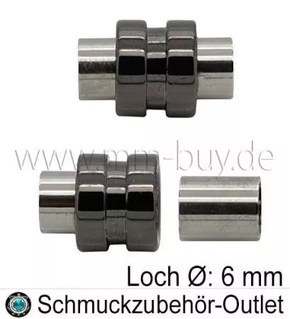 Edelstahl Magnetverschluss zum Kleben, schwarz, Loch Ø: 6 mm, 1 Stück