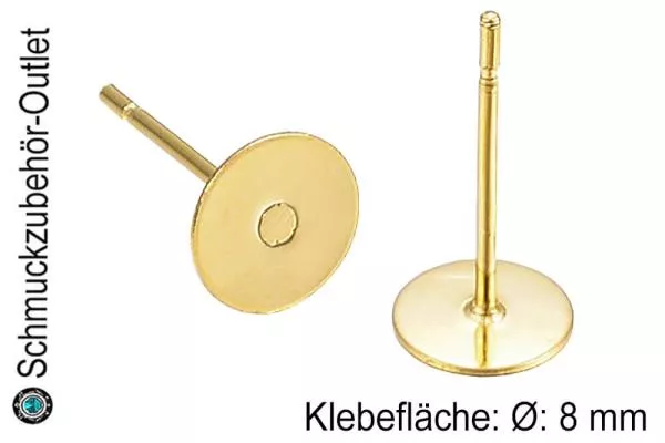 Edelstahl Ohrstecker 24k vergoldet (Ø: 8 mm), 10 Stück (5 Paar)