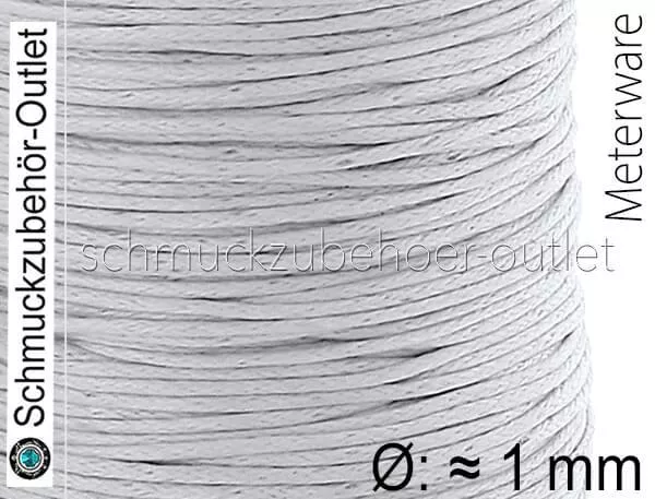 Baumwollband gewachst silbergrau (Ø: ≈ 1 mm), Länge: zum Auswählen