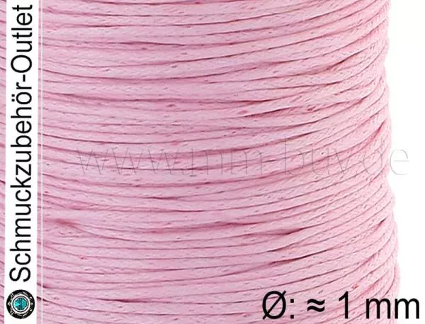 Baumwollband gewachst babyrosa, (Ø: ≈ 1 mm), Länge: zuAuswählen