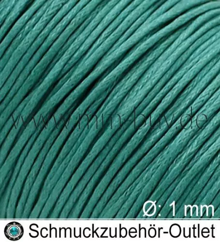 Schmuckband aus Baumwolle, seegrün, Ø: 1 mm, Meterware
