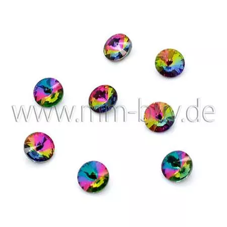 Glas Strasssteine, Farbe: Regenbogen, Doppelkegel, Ø: 6 mm, 10 Stück