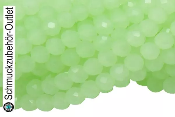 Glasschliffperlen Rondell hellgrün Jade-glänzend (Ø: 4 mm), 1 Strang