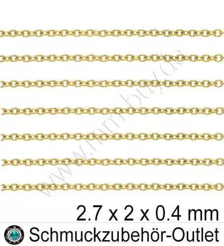 Gliederkette „Ankerkette“, goldfarben, 2.7x2x0.4 mm, 1 Meter