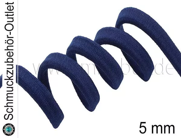 Gummiband, blau, 5 mm, Meterware
