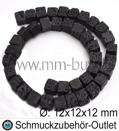 Lava, Würfel, schwarz, Ø:12 mm, 1 Strang