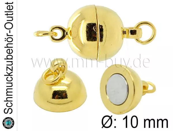 Magnetverschluss, nickelfrei, goldfarben, Ø: 10 mm, 1 Stück