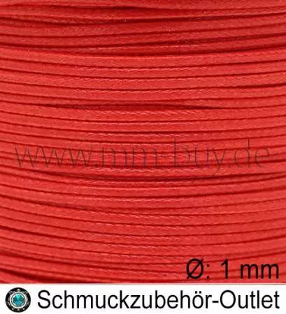 Knüpfgarn, Polyester-gewachst, rot, Ø: 1 mm, Meterware