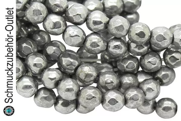 Pyrit Perlen natürlich geschliffen rund (ca. Ø: 4 mm), 46 Perlen / 18 cm