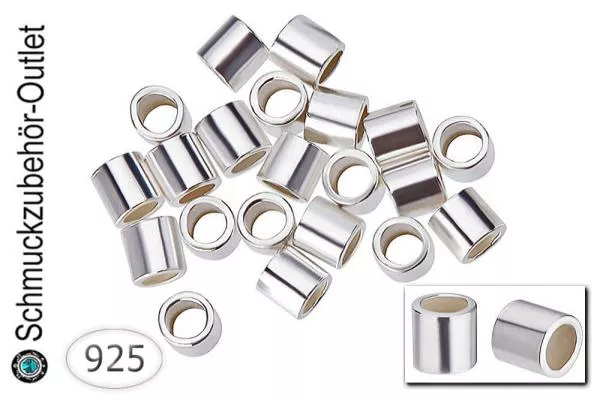 925 Sterling Silber Quetschperlen (2x2 mm, Innen 1,2 mm), 2 Stück