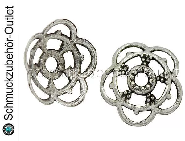 Perlenkappen silberfarben (12 x 3.5 mm), 2 Stück