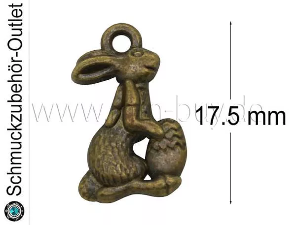 Schmuckanhänger, Hase, bronzefarben, 17.5x10.5 mm, 1 Stück
