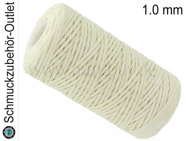 Schmuckband, gewachst, flach, Elfenbein, 1 mm, 1 Spule (50 m)