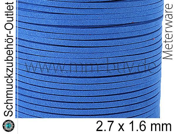 Wildlederband, flach, königsblau, 2.7 x 1.6 mm, 1 Meter