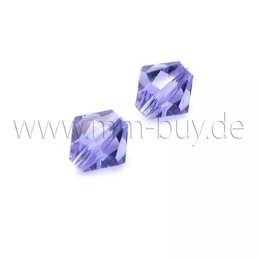 Tschechische Kristallperlen, Flieder, Doppelkegel-Bicone, Ø: 8 mm, 1 Stück