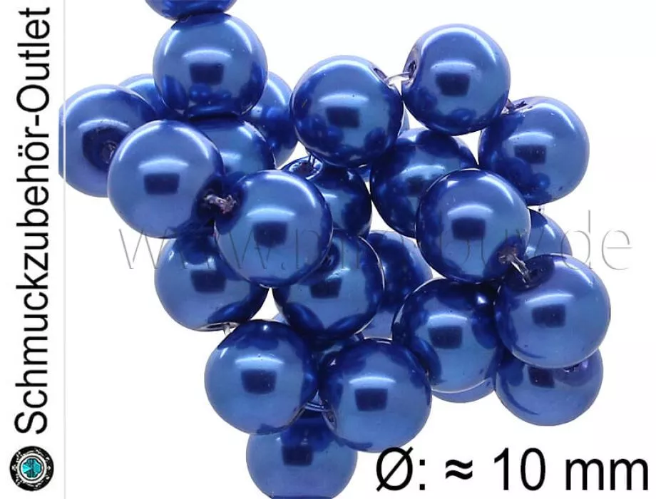 Wachsperlen, königsblau, 10 mm, 1 Strang