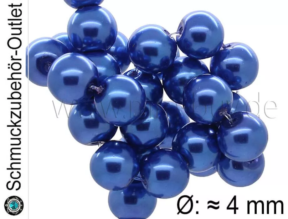 Wachsperlen, königsblau, 4 mm, 1 Strang
