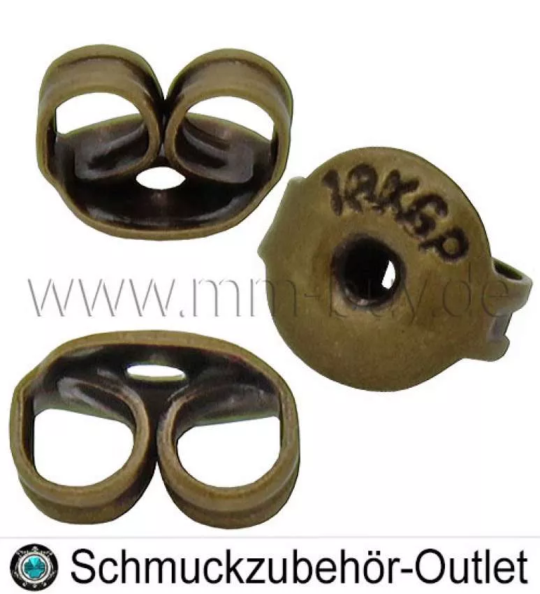 Ohrring Stopper nickelfrei bronze (Ø: 4 mm, Loch: 0.7 mm), 10 Stück