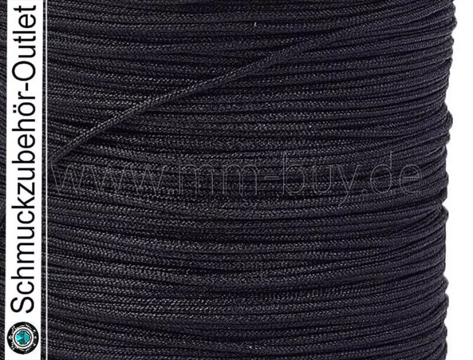 Textilband, Ø: 0.8 mm, schwarz, 1 Rolle (45 Meter)