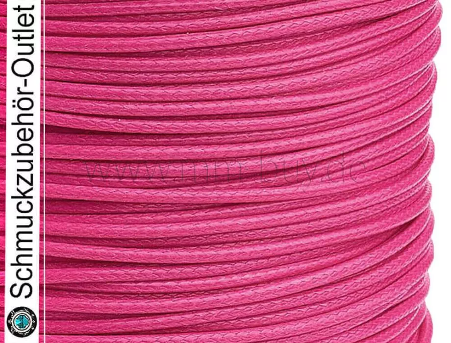 Schmuckband, gewachst, rosa, 1 mm, Länge: zum Auswählen