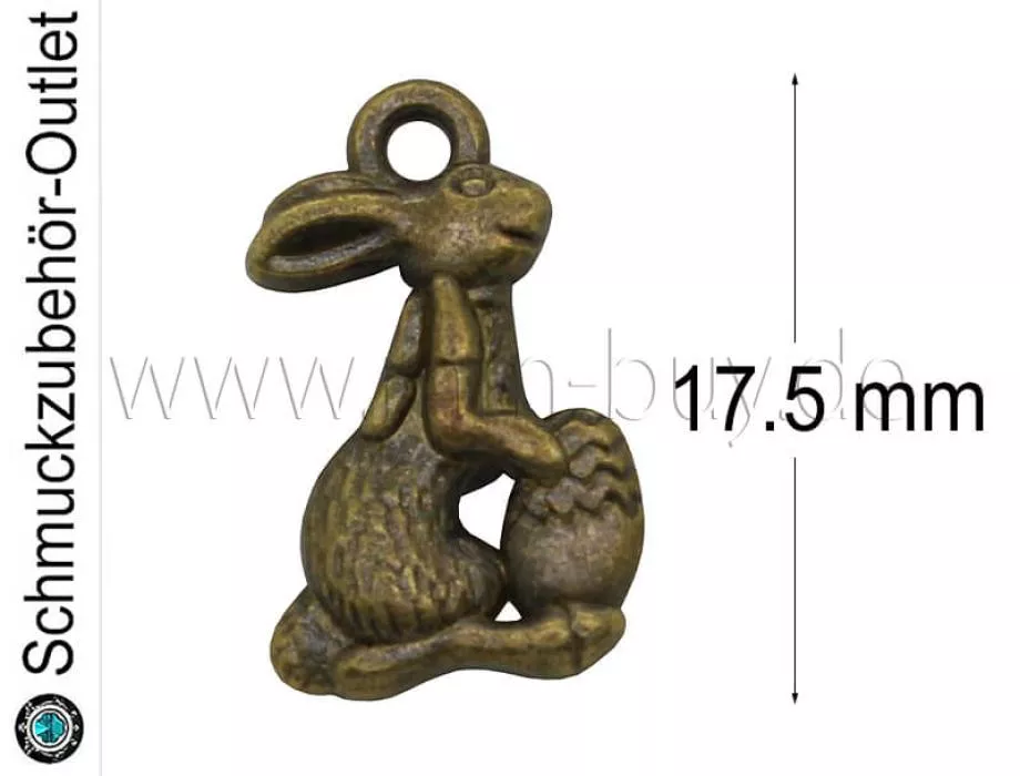 Schmuckanhänger, Hase, bronzefarben, 17.5x10.5 mm, 1 Stück