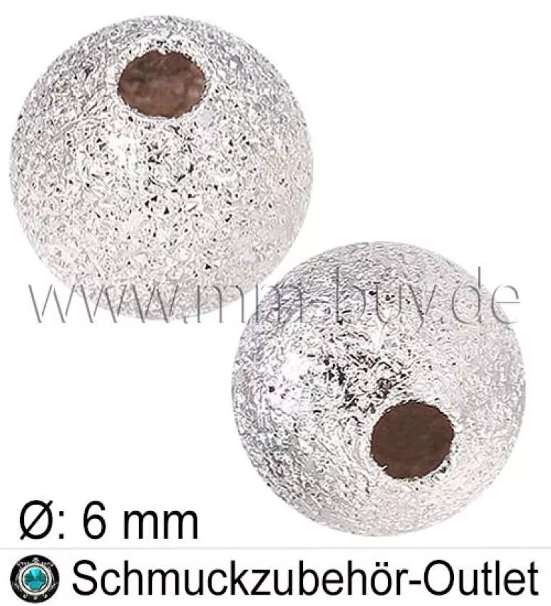 Raue Metallperlen "Stardustperlen" nickelfrei, silberfarben, Ø: 6mm, 25 Stück